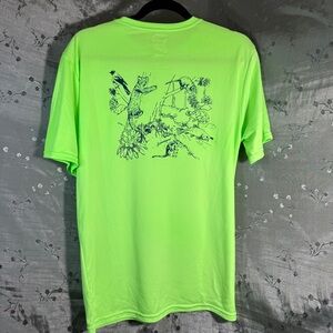 Western Forestry graphic neon tee with wildlife graphic on back Size S